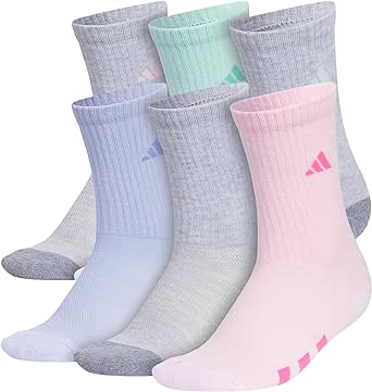 adidas Boys Athletic Cushioned Crew Socks (6-Pair) for Kids, Boys and Girls - durable, breathable fabric ready for Sport