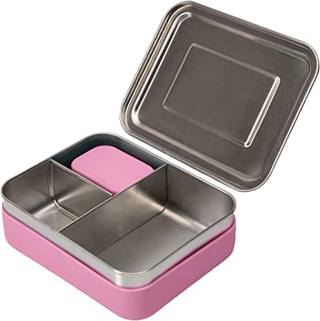 Stainless Steel Bento Box Small (Bright Pink Sleeve Stainless Steel Lid, Small)