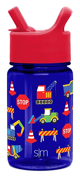 Simple Modern 12 Ounce Summit Kids Tritan Water Bottle with Straw Lid Sippy Cup - Dishwasher Safe Tumbler Travel Mug - Under Construction