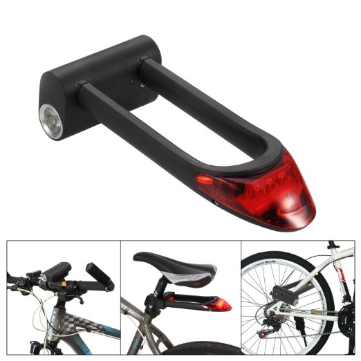 Ollieroo® Bike Lock High Security Alloy Steel U Lock with LED Bike Headlight and Taillight, 2 Keys