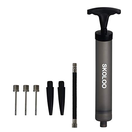 Skoloo 10" Portable Hand Air Ball Pump Inflator Kit with Needle, Nozzle, Extension Hose for Soccer Basketball Football Volleyball Water Polo Rugby Exercise Sports Ball Balloon Swim Inflatables