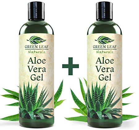 Green Leaf Naturals Organic Aloe Vera Gel, Pure Thin-Gel Formula for Skin, Face and Hair, 16 ounce 2-Pack (two 8 oz bottles)