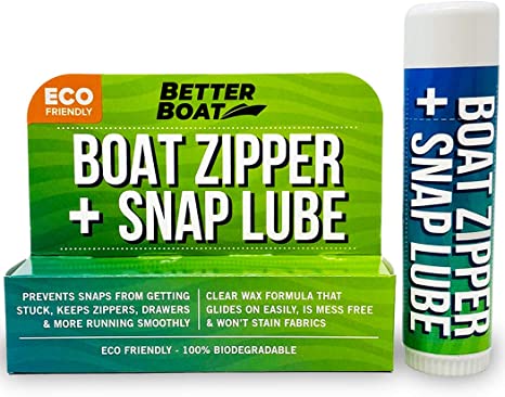 Zipper Lubricant and Zip Wax Marine Grade Lube Stick Apply with Ease Boat, Canvas, Bimini Snap, Coolers, Wetsuit and Drysuit | No Oil Mess