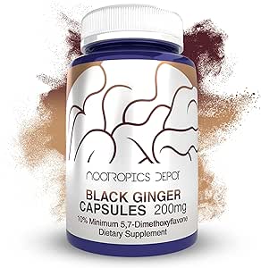 Nootropics Depot Black Ginger Extract Capsules | 10% 5,7-dimethoxyflavone | 180 Count