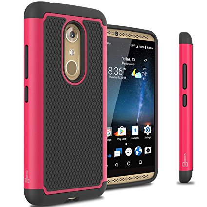 ZTE Axon 7 Case, CoverON [HexaGuard Series] Slim Hybrid Hard Phone Cover Case for ZTE Axon 7 - Hot Pink