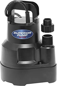 Superior Pump 91014 Thermoplastic Oil-free Utility Pump, 1/4 HP, Black