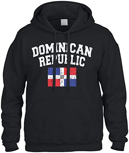 Cybertela Faded Distressed Dominican Republic Flag Sweatshirt Hoodie Hoody
