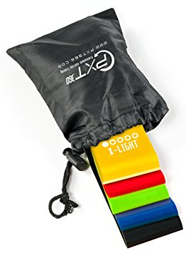 Weights Loop Exercise Resistance Bands Set By PXT360: 5 Varying Resistance Levels, Latex Straps For Full Body Workouts, Strength Training, Stretching And Weight Loss. Physical Therapist's Choice