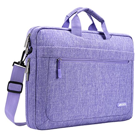 Mosiso Messenger Laptop Shoulder Bag for 17-17.3 Inch MacBook/Notebook/NetBook/Chromebook/Tablet, Polyester Messenger Briefcase Sleeve Case Cover with Adjustable Depth at Bottom, Purple