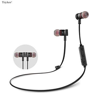 TryAce® Sports Music Stereo Wireless Bluetooth V4.1 Headset Headphone Earbuds Earphone with Mic Hands-Free for Running with Microphone for iPhone, Android(TKA-09-Black)