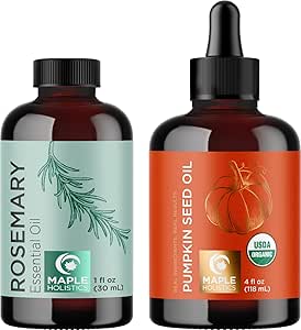 Natural Hair Growth Treatment Set - Organic Pumpkin Seed Oil, Pure Rosemary Essential Oil