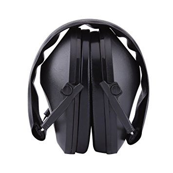 Noise Canceling Acoustic Earmuffs Hearing Protection Ear Defenders Foldable Headband for Working Construction Hunting Shooting (Black)