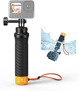 K&F Concept Waterproof Monopod Floating Hand Grip, Fast-Release Design Compatible with for Gopro Hero 12/11/10/9/8/7/6/5/4/3 Session DJI Osmo and Other Action Cameras, Wrist Strap for Water Sports