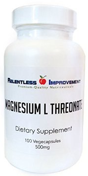 Magnesium-L-Threonate 100 vegecapsules 500mg 144mg elemental Magnesium per 4 capsule serving