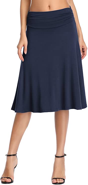 Urban CoCo Women's Ruched Waist Stretchy Flared Yoga Skirt