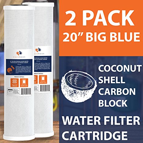 2-PACK Of 5 Micron Big Blue Coconut Shell Carbon Block Water Filter 20"x4.5" by Aquaboon