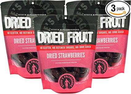 Steve's PaleoGoods, Dried Fruit Strawberries, 6 oz (Pack of 3)