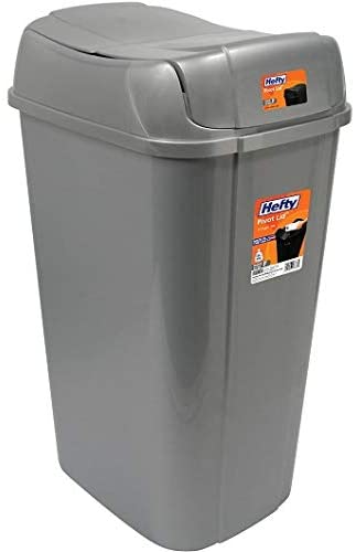 Hefty Pivot-Lid 13.3-Gallon Trash Can, Silver