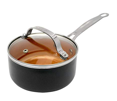 Gotham Steel 1364 Ceramic and Titanium Nonstick 2-Quart Pot with Lid, Brown