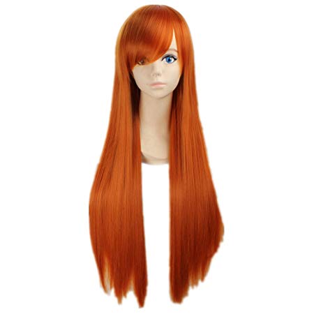 COSPLAZA Cosplay Wigs Straight Long Orange Anime Hair Synthetic Wig