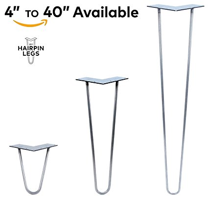 4" - 40" Hairpin Legs - 2Rod Design - Raw Steel - 3/8" Diameter - MADE in the USA 6" Height x 3/8" Diameter - EACH LEG SOLD SEPARATELY)
