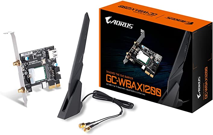 Gigabyte GC-WBAX1200 2x2 802.11ax Tri-Band WiFi & Bluetooth 5.2 Card, Black