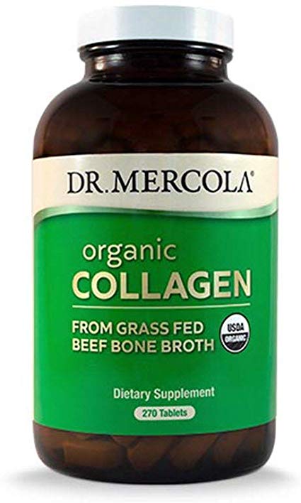 Dr. Mercola, Organic Collagen from Grass Fed Beef Bone Broth, 90 Servings (270 Tablets), non GMO, Soy Free, Gluten Free, USDA Organic