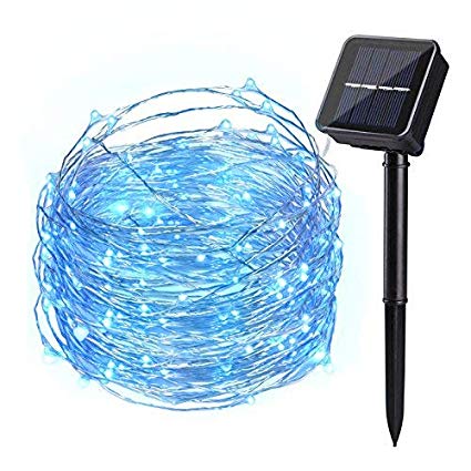 Ankway Solar String Lights Blue 200 LED Fairy Lights 3-Strand Copper Wire Light 8 Modes 72ft Outdoor String Lights Waterproof Twinkle Lights for Patio Tree Garden Fence Indoor Wedding Party