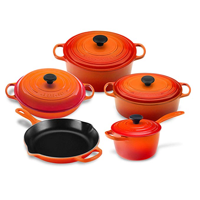 Le Creuset 9-piece Signature Cast Iron Cookware Set (Flame)