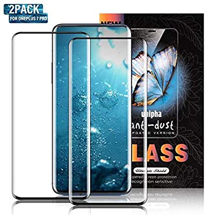 [2 Pack] Soluo Glass Screen Protector for OnePlus 7 Pro, 9H Hardness Anti-Scratch Full Coverage Case Friendly HD Clear Tempered Glass Screen Protector Film for OnePlus 7 Pro