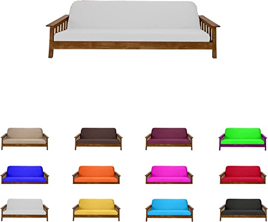 D&D Futon Furniture Futon Covers, Mattress Slipcovers, Polyester Poplin (Full 6x54x75, White)