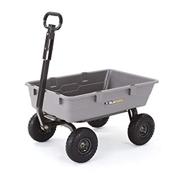 Gorilla Carts GOR5-COM Poly Garden Dump Cart with Steel Frame and 10-Inch Pneumatic Tires, 800-Pound Capacity, Gray