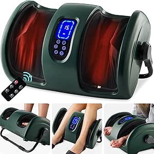 Best Choice Products Heated Foot Massager Machine Shiatsu Leg Massager, Therapeutic Reflexology Calf Massager w/Blood Circulation, Nerve Pain, Deep Kneading, High-Intensity Rollers - Dark Green