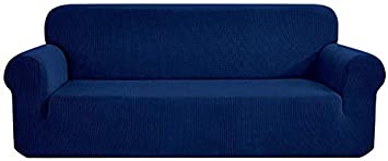 Rayzon Sofa Cover Slipcovers for Living Room Dark Blue Furniture Protector 1 Piece Couch Shield from 57" to 65" Wide (Loveseat, Dark Blue)