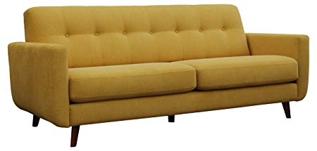 Rivet Sloane Mid-Century Modern Sofa with Tufted Back, 79.9"W, Yellow