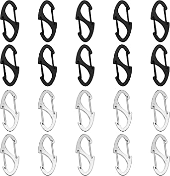 Yolev 20 Pieces Small Carabiner Keychain Clip 1.6 Inch Dual Wire Gate Snap Hook Keychain Women Men Camping for Men Women Backpack Paracord