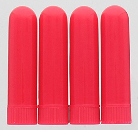 Aromatherapy Inhaler - Pk of 4, Red Plastic (w/caps & wicks)