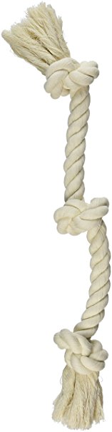 Mammoth Flossy Chews 100-Percent Cotton White 3-Knot Rope Tug