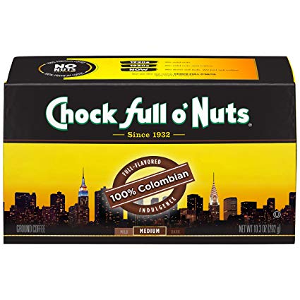 Chock Full o'Nuts Coffee, 100% Colombian Medium Roast Brick, 10.3 Ounce