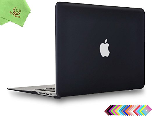MacBook Air 11 inch Case,UESWILL Matte Hard Shell Case Cover for MacBook Air 11" (Model: A1370 / A1465)   Microfibre Cleaning Cloth, Black
