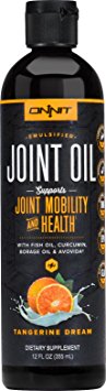 Onnit Joint Oil - Anti-Inflammatory Liquid Fish Oil   Turmeric, Borage Oil & Avocado - Rich in Omega 3s DHA & EPA - Delicious Tangerine Flavor (No Fishy Taste)
