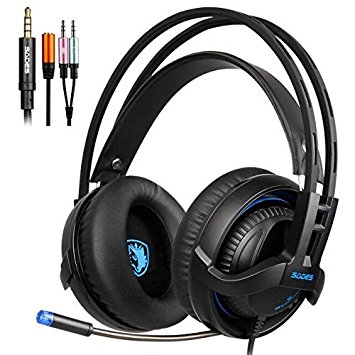 Xbox One PS4 PC Gaming Headset, SADES SA935 3.5mm Jack Gaming Headset Over the ear Headset with Retractable Microphone