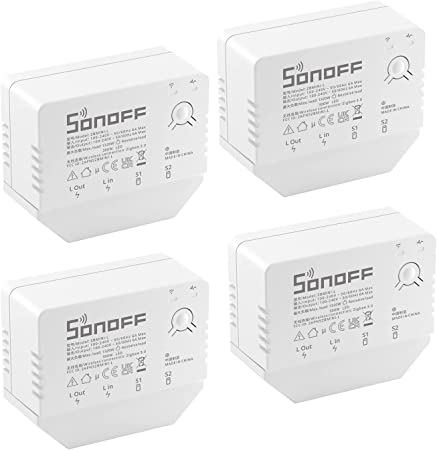 SONOFF ZBMINI-L ZigBee Mini Smart Switch, 2 Way Light Switch, Works with Alexa, SmartThings Hub, Google Home and SONOFF ZBBridge, ZigBee 3.0 Hub Required, No Neutral Wire Required 4-Pack