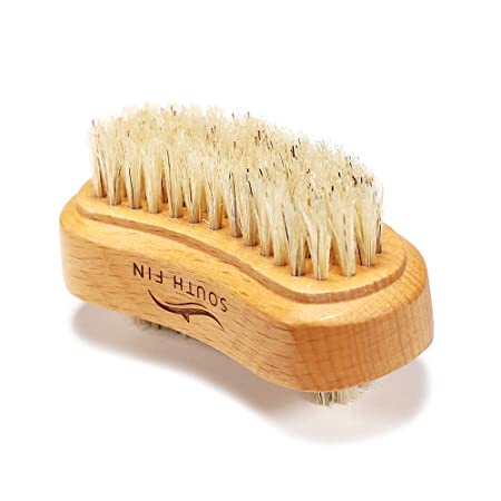 SOUTH FIN Natural Bristle Nail Brush with Beechwood Handle for Manicure and Pedicure Clean and Remove Calluses