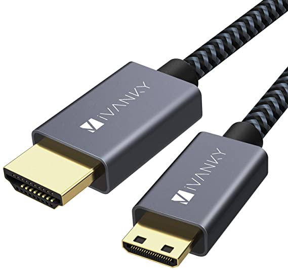 Mini HDMI to HDMI Cable, Ivanky High Speed 4K 60Hz Male to Male HDR HDMI 2.0 Adapter,Compatible with Sony HDR-XR50, Nikon Z6 Canon EOS RP/EOS R/EOS 7D Mark II / XA40,Lenovo Thinkpad Yoga, 3 ft