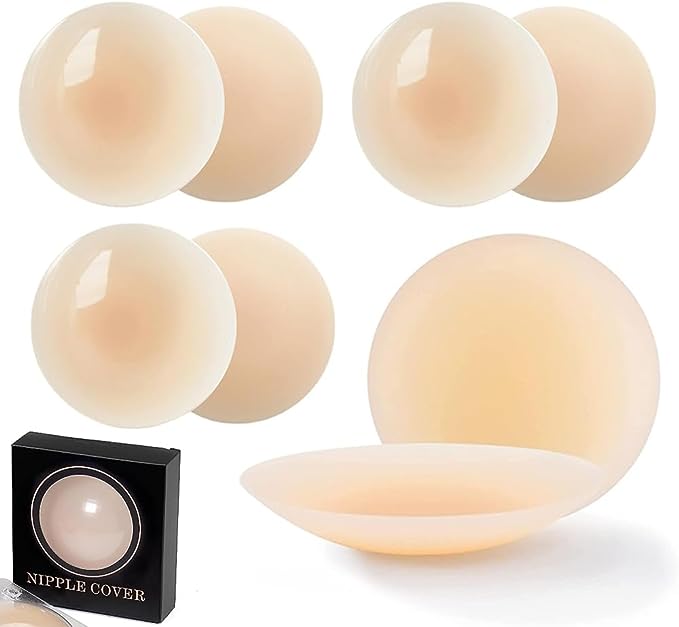 BTkviseQat Nippelpads,Ultra Dünne Nipple Cover Damen, Premium Brustwarzen Abdeckungen, Nippelcover Selbstklebend Nippel Pads Wiederverwendbar & Waschbare Nippelabdeckung, 8cm