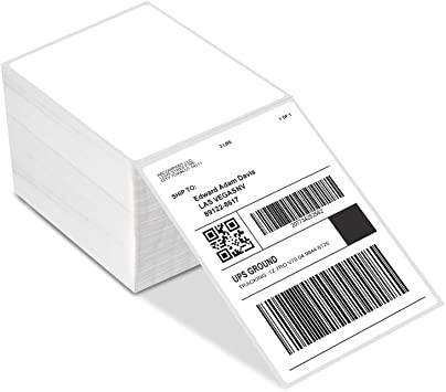 Phomemo 4×6 Thermal Shipping Labels – Fan-Fold Mailing Labels for Desktop Label Printer, Self-Adhesive USPS Shipping Label Papers, Compatible with Zebra, Rollo, Dymo, etc. 4" x 6", Pack of 500