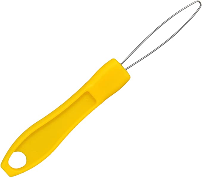 HOME-X Button Hook Helper, Assistance Tool for The Elderly, One-Hand Button Tool- Yellow- 6” L x ¾” W