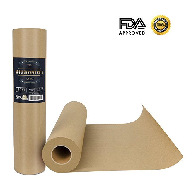 Butcher Kraft Paper Roll - 18 ” x 175’ (2100”)  Food Grage packing paper All natural FDA Approved  Perfect for Smoking BBQ Meats Cooking Paper in Durable Carry Tube