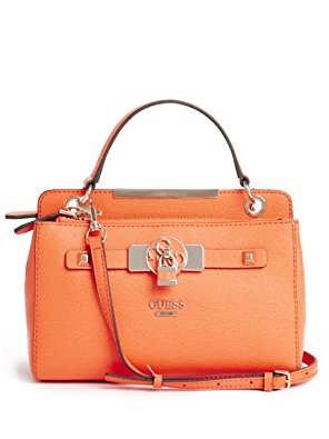 GUESS Women's Cynthia Small Satchel Bag, Orange